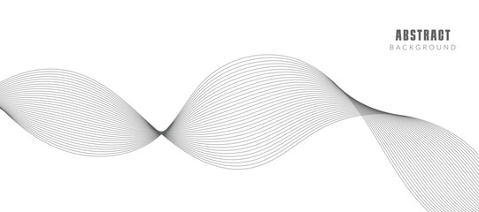 Abstract wave element for design. Digital frequency track equalizer. Stylized line art background. Vector illustration. Wave with lines created using blend tool. Curved wavy line, smooth stripe.