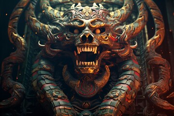 chinese dragon statue, Generative AI