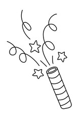 Firecracker hand drawn doodle vector illustration black outline. Great for coloring and greeting cards..