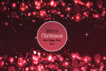 Merry Christmas day and happy new year background with Christmas tree, balls, ribbon, confetti.