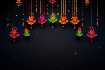 Happy diwali background with hanging diya