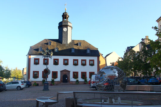 Meerane, Germany - September 28, 2023: Old town hall of Meerane, a town in the Zwickau district of Saxony, Germany