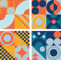 Fototapeta premium Set of Geometric Colorful Patterns, Background Tiles