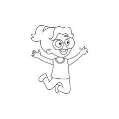 happy children outline vector art.