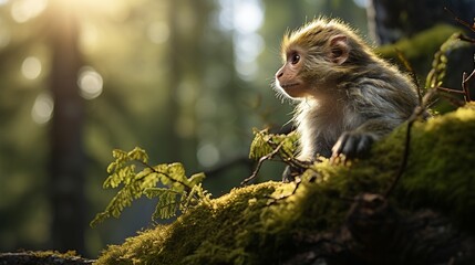 life in the jungle and Scandinavian monkeys; abstract, detailed, bokeh and symbolic styles