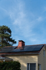 solar panels on house's roof