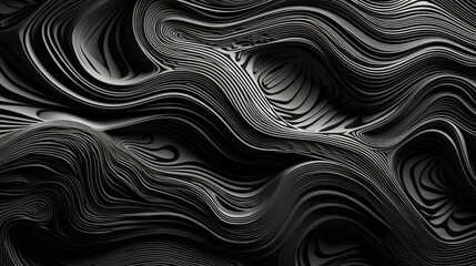 Abstract black and white wavy background. 3d rendering, 3d illustration