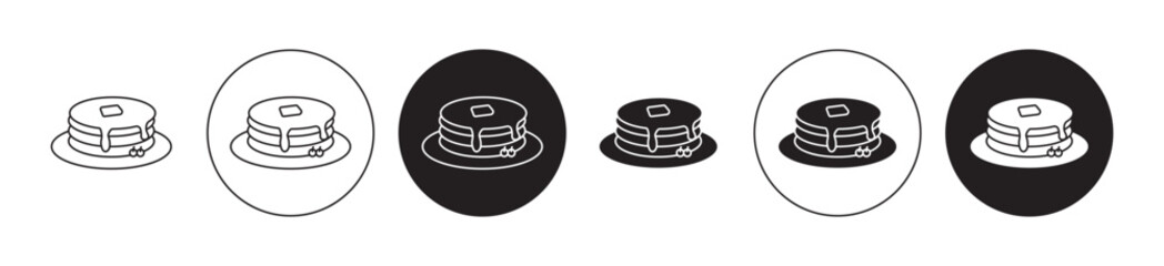Pancakes line icon set. Brunch pancake stack icon in black color for ui designs. - obrazy, fototapety, plakaty