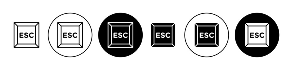 Esc line icon set. Keyboard escape button icon in black color for ui designs. - obrazy, fototapety, plakaty
