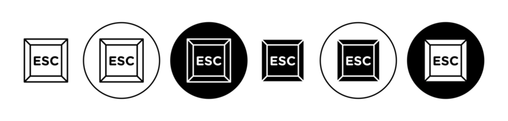 Foto op Plexiglas Esc line icon set. Keyboard escape button icon in black color for ui designs. © kru