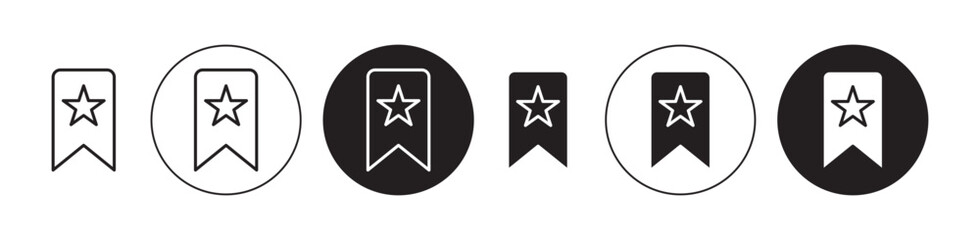 Bookmark star line icon set in black color for ui designs. - obrazy, fototapety, plakaty