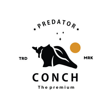 vintage retro hipster conch logo vector outline silhouette art icon