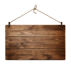 Hanging wooden signboard isolated, Generative AI