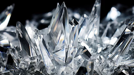 Fotobehang Huge shapes of transparent crystal design on black background © Gertrud
