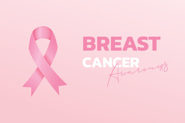 flat breast cancer awareness month with ribbon