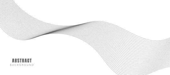 Abstract wave element for design. Digital frequency track equalizer. Stylized line art background. Vector illustration. Wave with lines created using blend tool. Curved wavy line, smooth stripe.