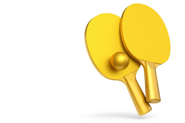 Pair of ping pong rackets for table tennis with ball isolated on white