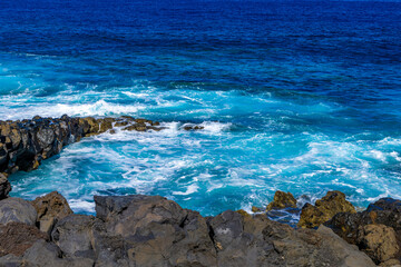 Fototapeta na wymiar Rocky coast of El Sauzal in Tenerife in Spain landscape of the Canary Islands