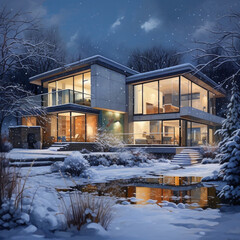 A house lost in winter vibes, ia generated