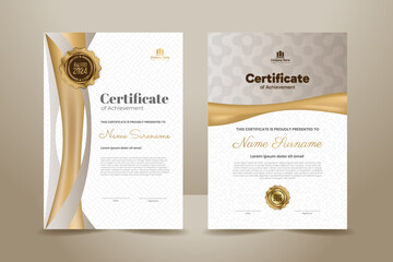 Elegant Luxury Certificate Template Design with Golden Mocha Ornament. Vector Illustration