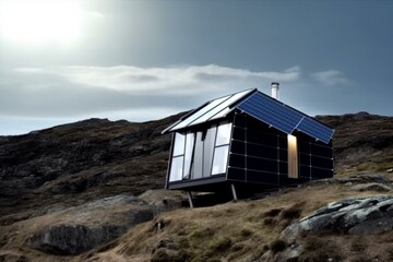 Solitary photovoltaic house. Generative AI