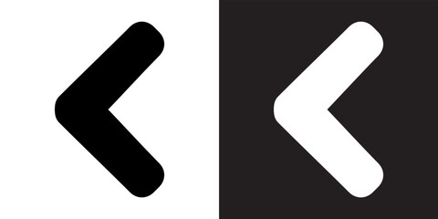 Left arrow icon vector. Prev icon sign symbol in trendy flat style. Left arrow vector icon illustration isolated on white and black background