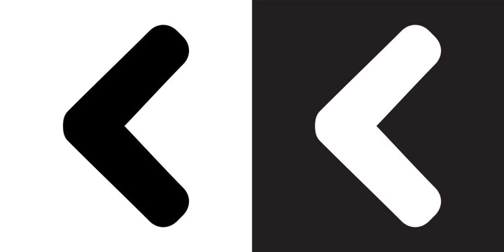 Left arrow icon vector. Prev icon sign symbol in trendy flat style. Left arrow vector icon illustration isolated on white and black background