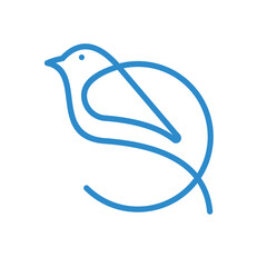 finch bird line logo vector icon illustration