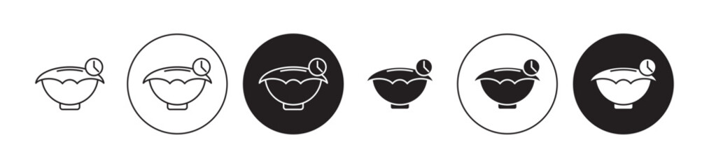 Yeast dough recipe line icon set in black color.