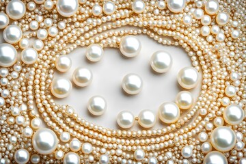 Pearl necklace on white background, Generated using AI
