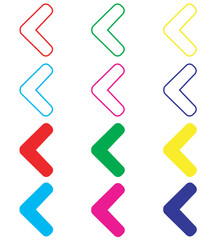 Left arrow icon vector. Prev icon sign symbol in trendy flat style. Set elements in colored icons. Left arrow vector icon illustration isolated on white background