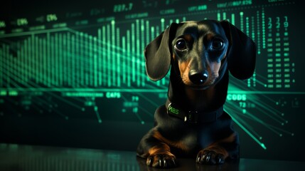 Dachshund Dog programmer. Dog Dachshund developer. Horizontal Banner Poster Background for web. Photo AI Generated