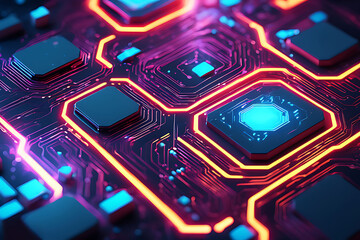 abstract Electronic circuit board microchip close up Futuristic Modern