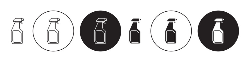 Car cleaning spray line icon set. Chemical product spray bottle icon in black color for ui designs. - obrazy, fototapety, plakaty