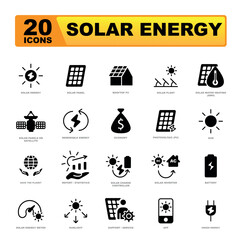 Solar energy flat design icon collection. Perfect for a website or infographics.