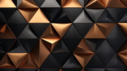 Golden mosaic texture: An abstract triangular mosaic wallpaper in metallic gold and copper creates a stylish and contemporary backdrop, perfect for banners and interior decor