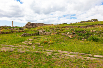 Fototapeta na wymiar Ruins of Roman civilization, Nora, Sardinia, Italy