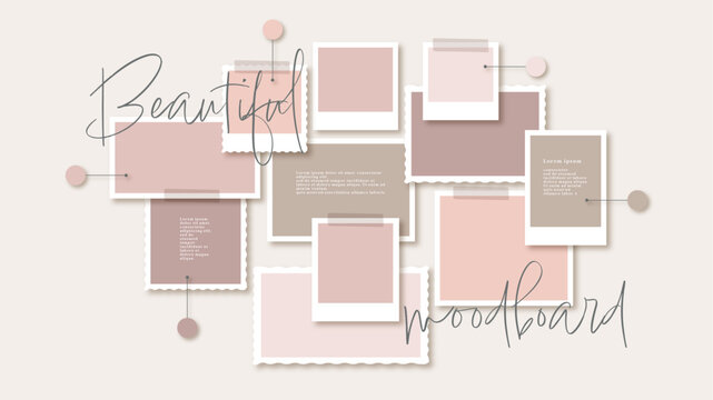 Vector photo collage template moodboard pictures grids vector illustration	