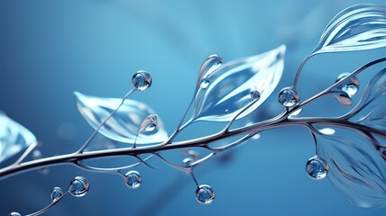 Water splash leaves, crystal branches, texture background or desktop wallpaper