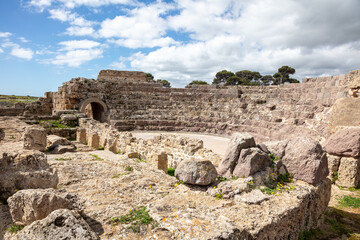 Fototapeta na wymiar Ruins of Roman civilization, Nora, Sardinia, Italy