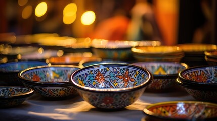 Colorful oriental bright souvenir dishes.