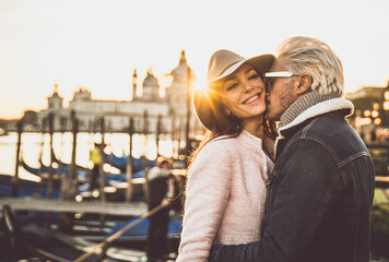 Happy couple on romantic holiday in Venezia