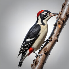 Fototapeta premium Woodpecker on a light background