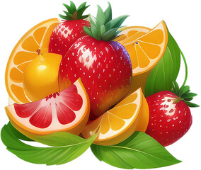 Fruit dessert strawberry orange melon 
