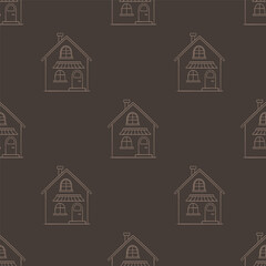 Fototapeta premium Seamless vector hand drawn pattern with houses