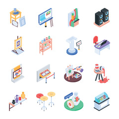 Collection of Isometric Museum and Studio Icons 

