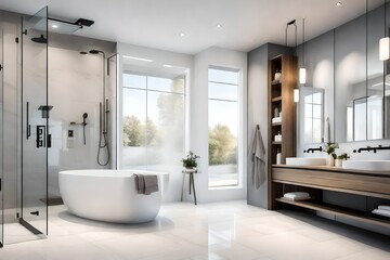 Fototapeta na wymiar An image of a serene and luxurious spa-inspired bathroom - AI Generative