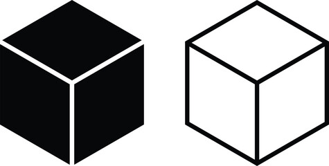 Cube icon set vector in two styles isolated on white background 