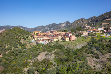 Fototapeta na wymiar view of a beautiful and picturesque town Buggerru, located in Sardinia, Italy