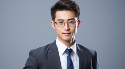 Asian businessman with glasses in a studio environment photo